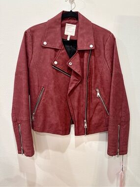 Women's Burgundy Moto Jacket